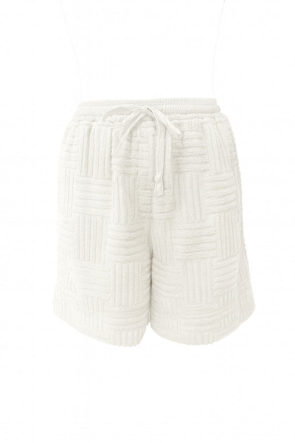 Cotton Blend Towelling Drawstring Short Alsace White