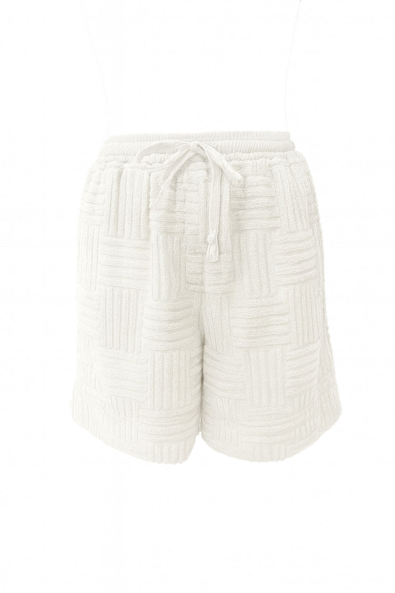 Cotton Blend Towelling Drawstring Short Alsace White