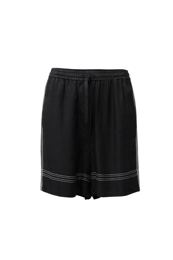 Twill Viscose Drawstring Short Alsace Blk/Wht