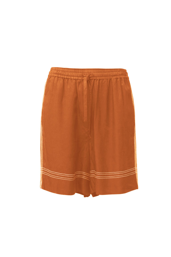 Twill Viscose Drawstring Short Alsace Rust/Wht