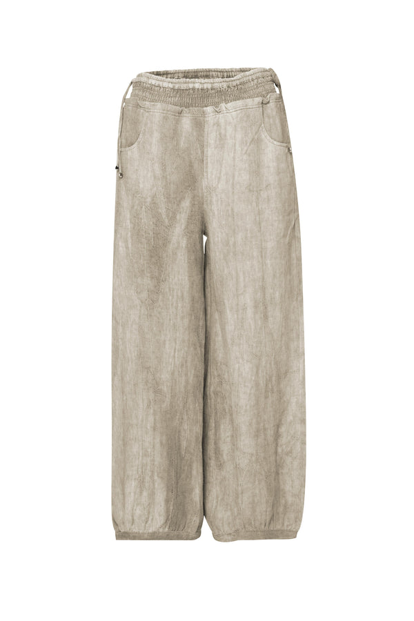 Linen Smock Drawstring Waist Harem Pant Remi Natural