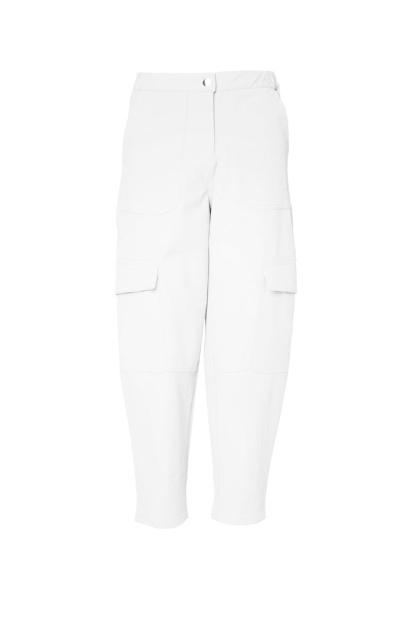 Stretch Twill Barrel Leg Cargo Pocket Pant Comino White