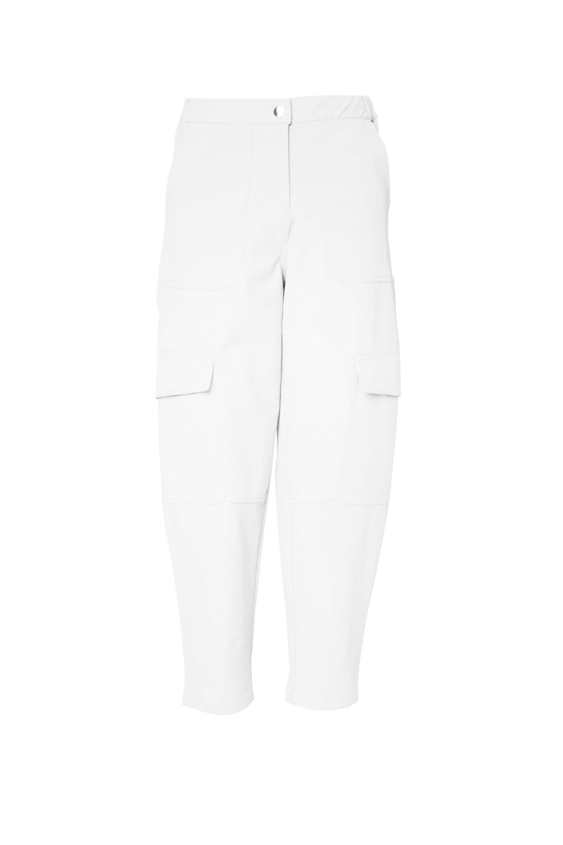 Stretch Twill Barrel Leg Cargo Pocket Pant Comino White