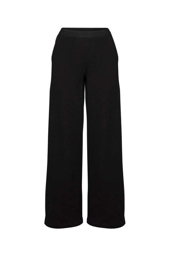 Cotton Terry Elastic Waist Relaxed Wide Leg Pant Roatan Black