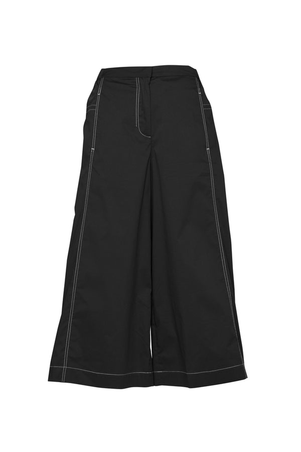 Crisp Cotton Stretch Wide Leg Cropped Pant Montenegro Blk/Wht
