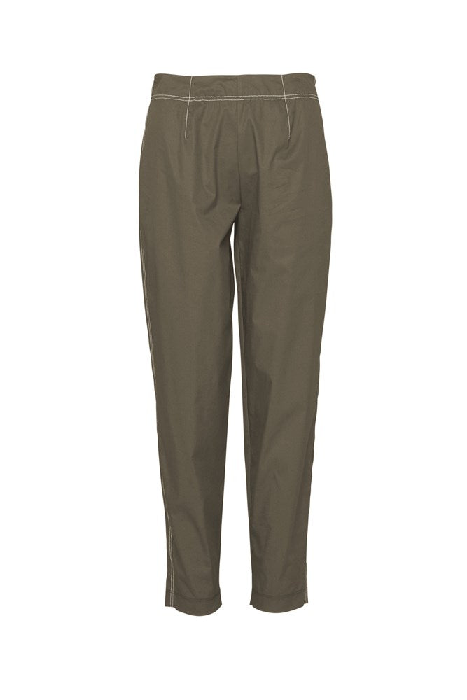 Crisp Cotton Stretch Slim Leg Pant Lefkada Moss/Wht