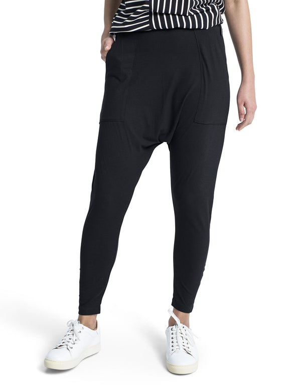 Matte Cotton Drop Crotch Relaxed Pant Cruz Black