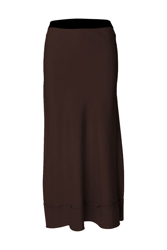 Luxe Cupro Stretch Relaxed Skirt Maia Espresso