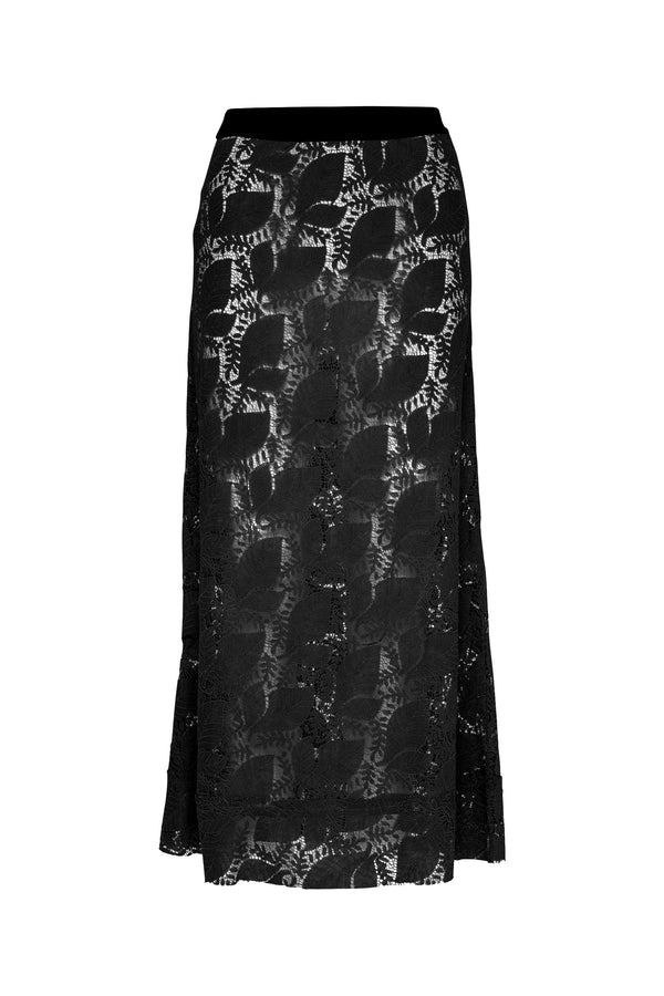 Luxe Lace Relaxed Fit Elastic Waist Skirt Maia Black