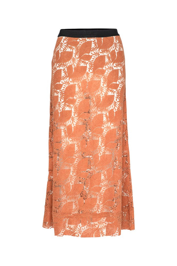 Luxe Lace Relaxed Fit Elastic Waist Skirt Maia Rust