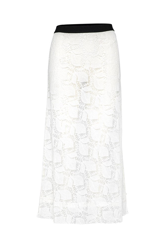 Luxe Lace Relaxed Fit Elastic Waist Skirt Maia White