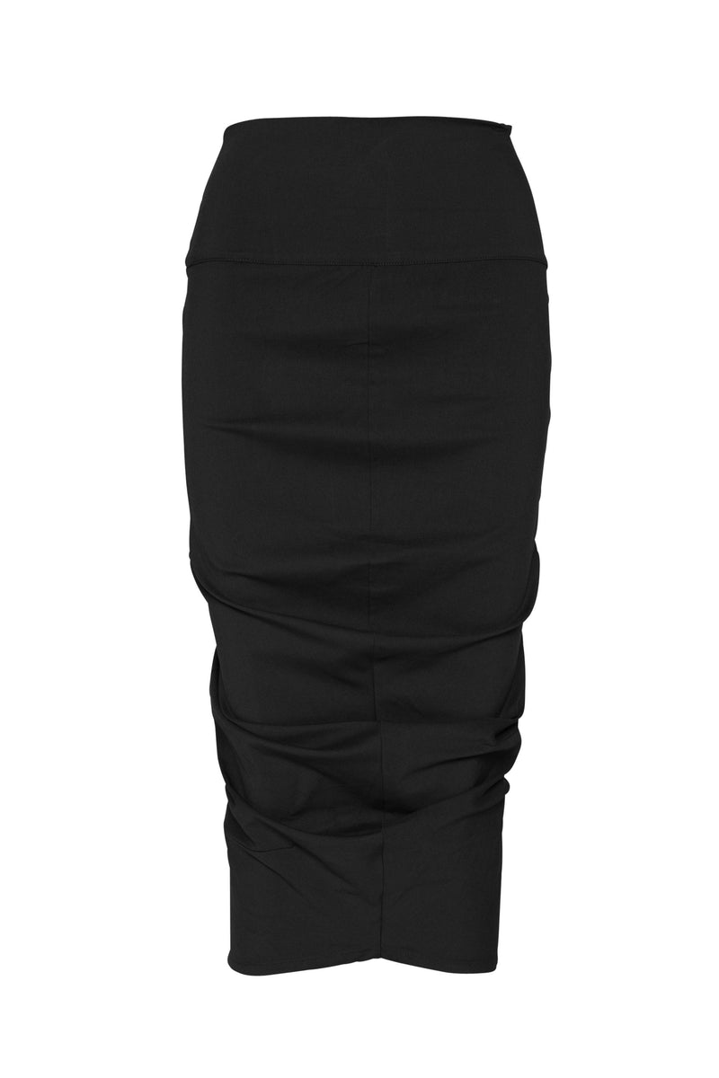 Rayon Stretch Slim Fit Body Con Rouched Tube Skirt Covo
