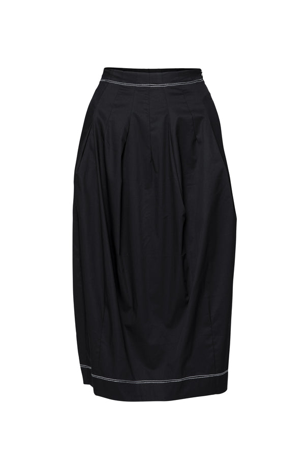 Cotton Stretch Bubble Midi Skirt Belem Black