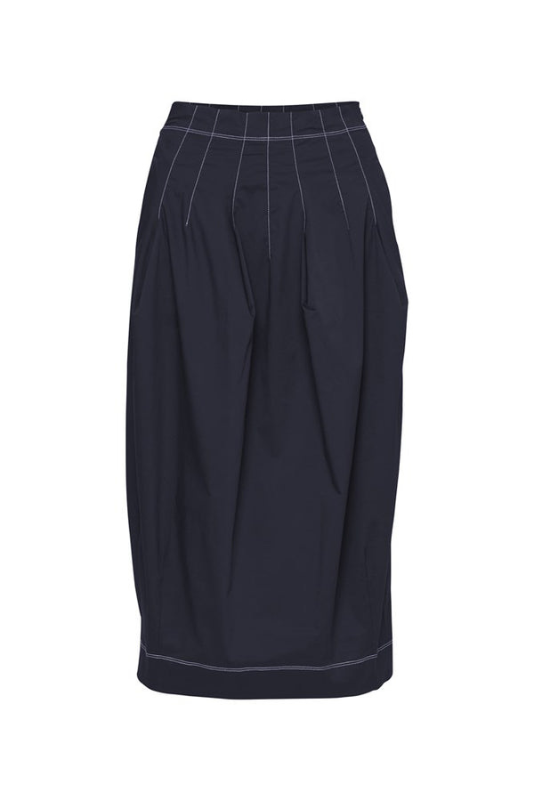 Crisp Cotton Stretch Bubble Midi Skirt Belem Sea