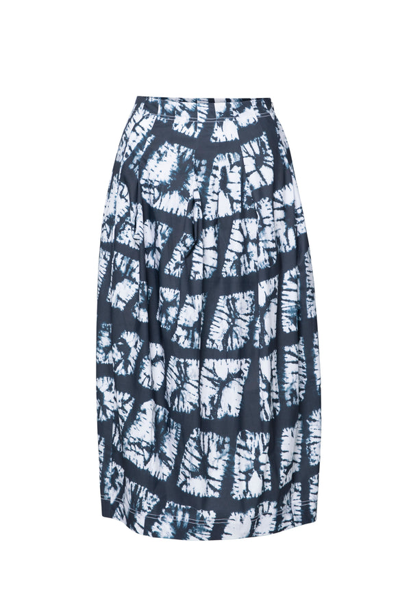 Cotton Stretch Bubble Midi Skirt Belem Tie Dye Amara Print