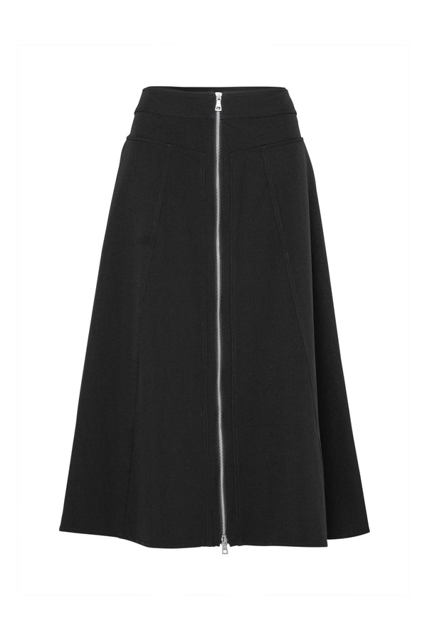 Stretch Twill A.Line Zip Front Skirt Elba Black