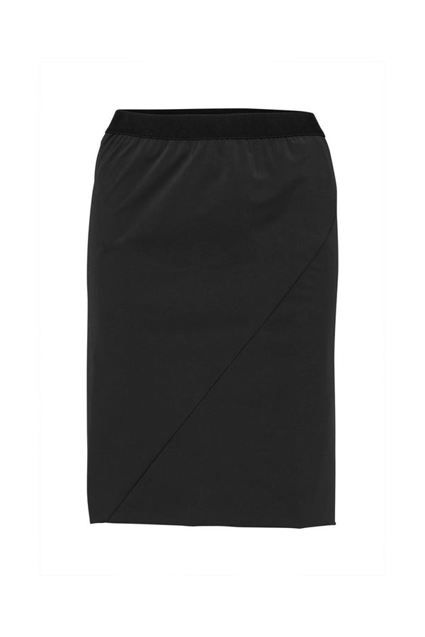 Tech Stretch Knee Length Elastic Waist Skirt Lipari Black