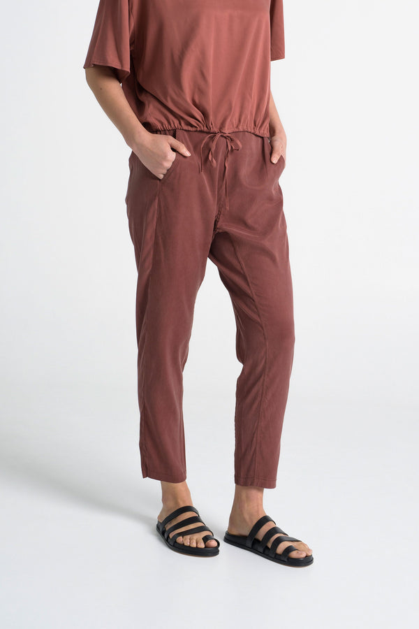 Luxe Stretch Cupro Straight Leg Pant Brindisi