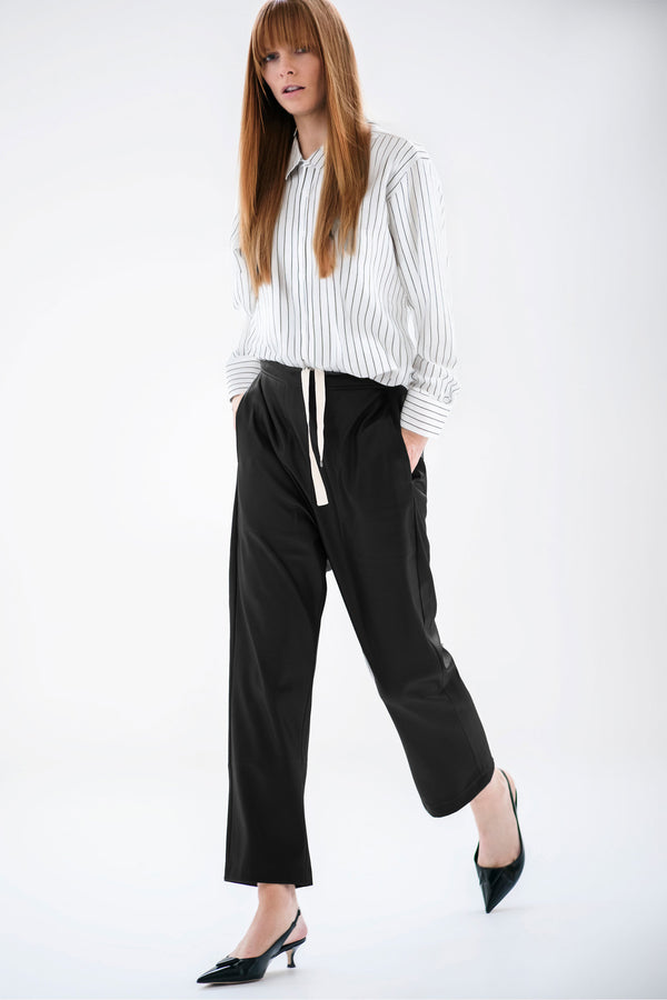 Stretch Cotton Cocoon Oversized Shirt Frias White Stripe