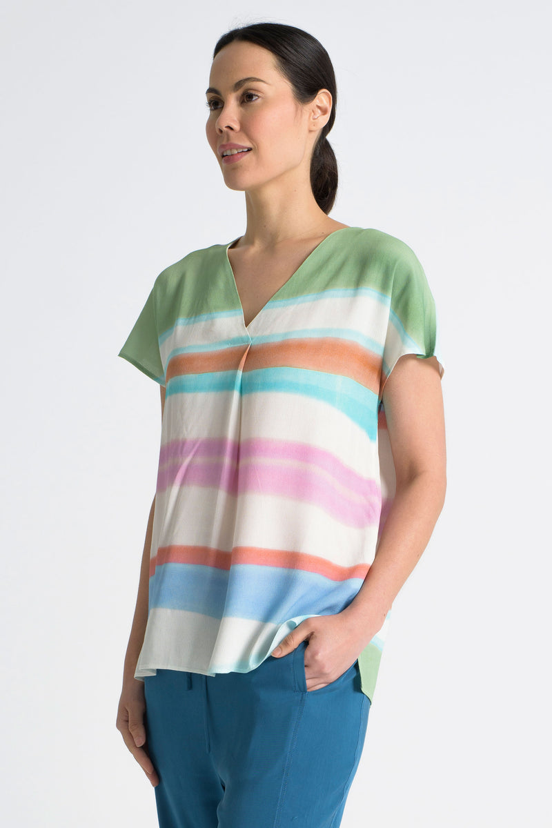 Viscose Crepe Relaxed Fit V.Neck Top Crete