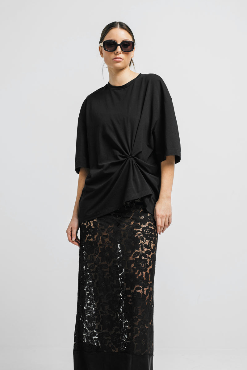 Cotton Lace Relaxed Skirt Maia Black