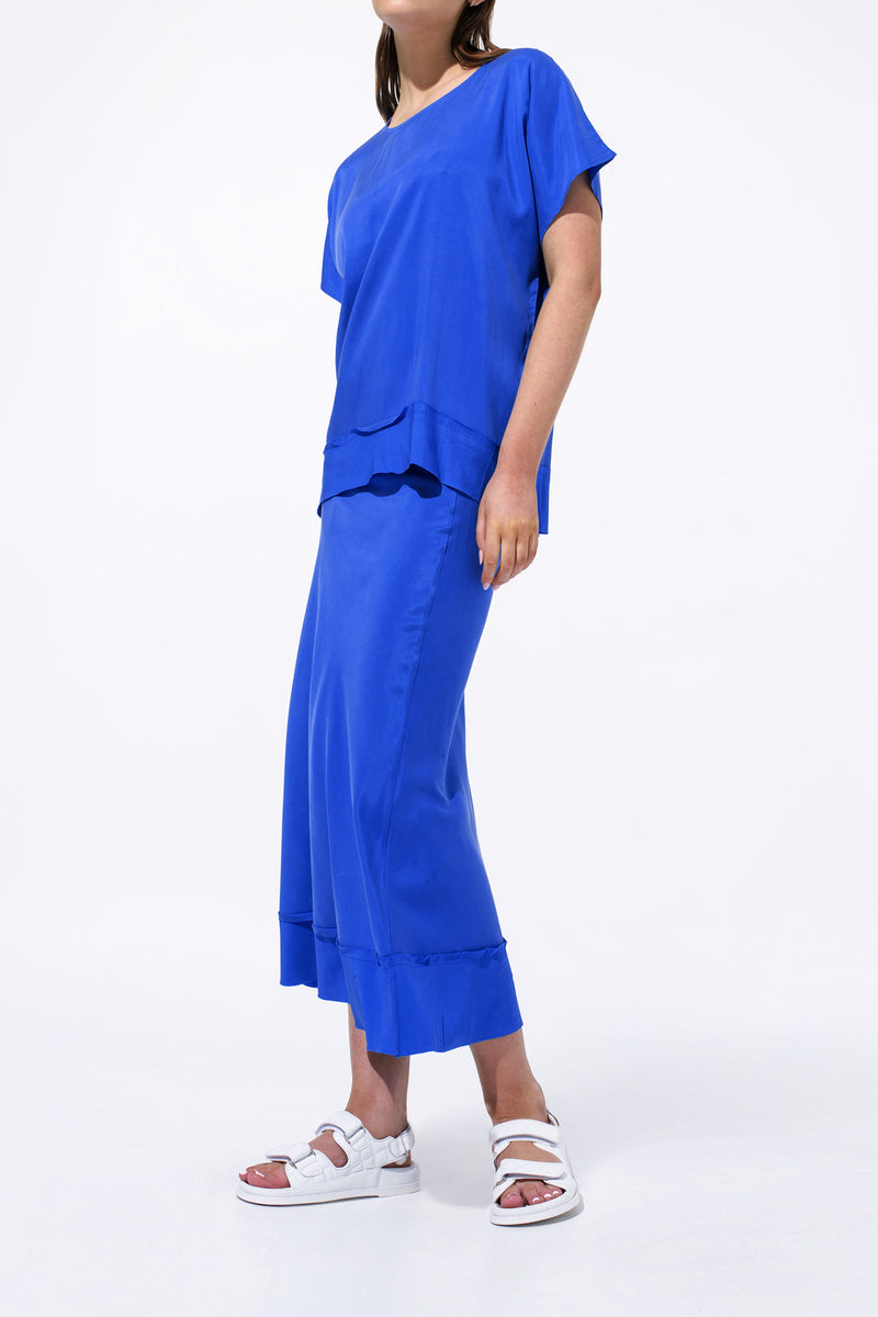 Luxe Stretch Cupro Relaxed Skirt Maia Cobalt