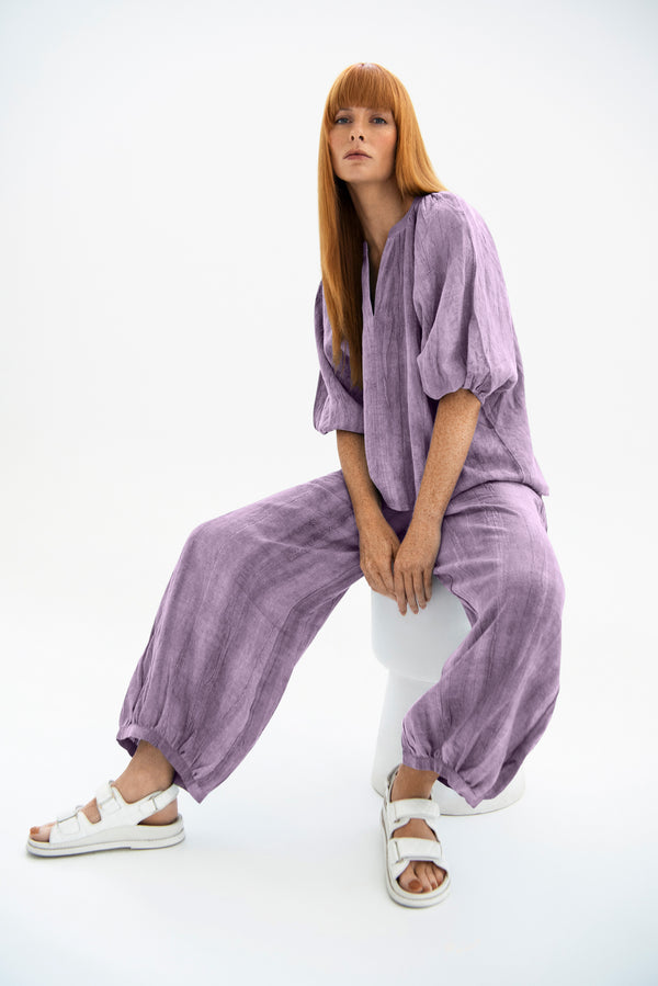 Linen Smock Drawstring Waist Harem Pant Remi Urchin