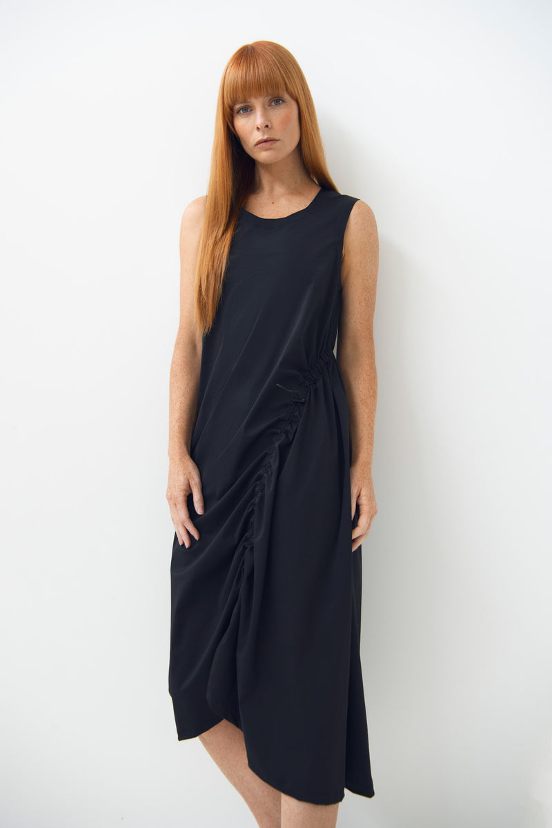 Tech Stretch scoop Neck Drawstring Midi Dress Punta Sea