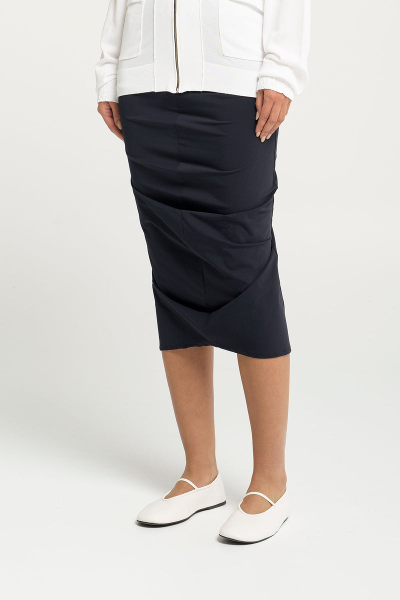 Rayon Stretch Slim Fit Body Con Rouched Tube Skirt Covo