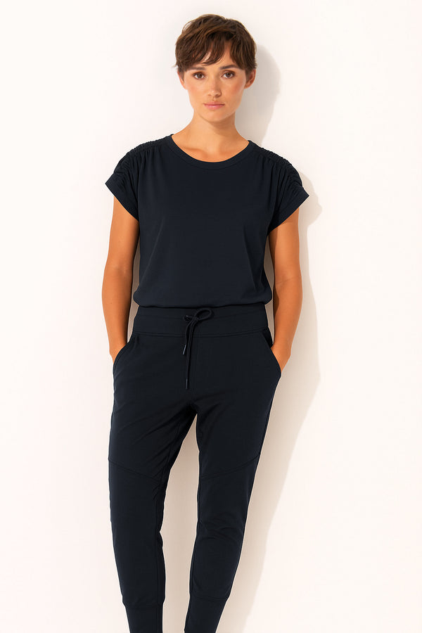 Pima Cotton Smock Shoulder Top Porto Sea