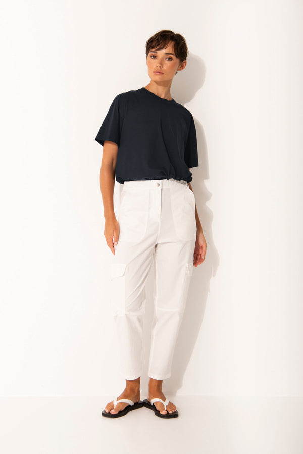 Pima Cotton Relaxed Fit Drawstring Hem Top Lisbon Sea