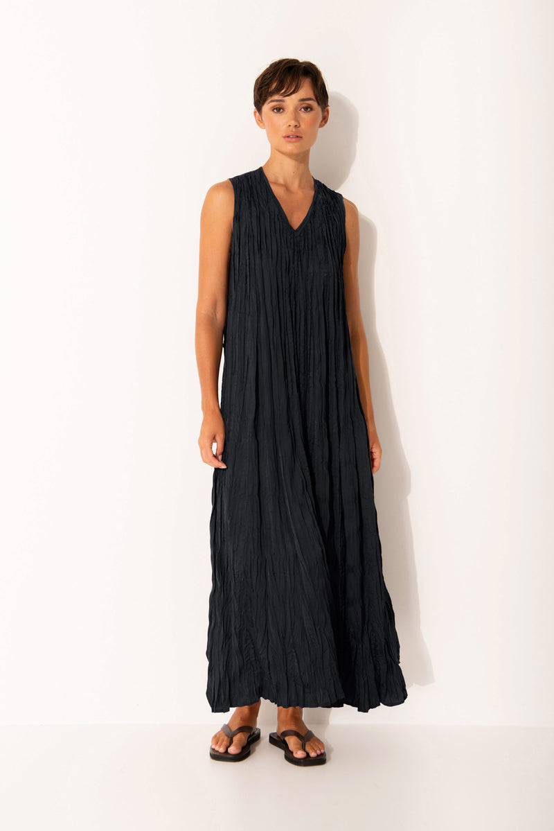 Crinkle Airflow V.Neck Sleeveless Maxi Dress Milos Sea