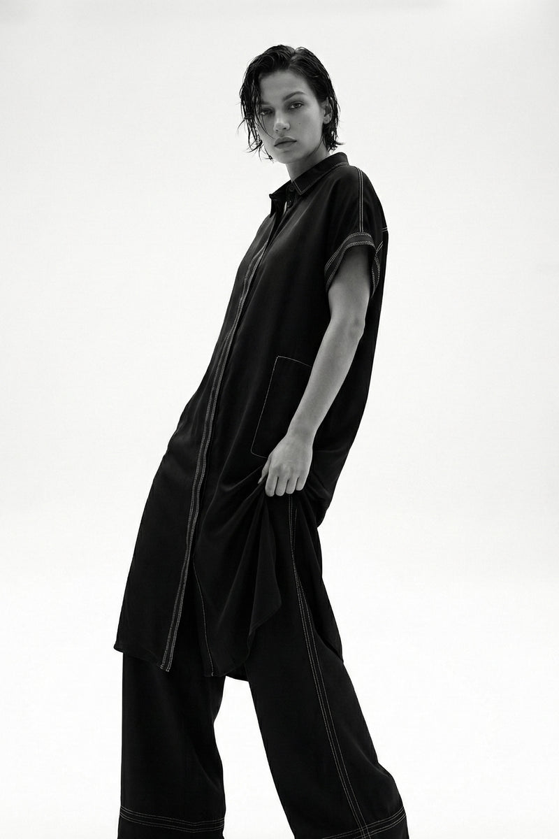 Twill Viscose Shirt Dress Juan Blk/Wht – Lounge the Label