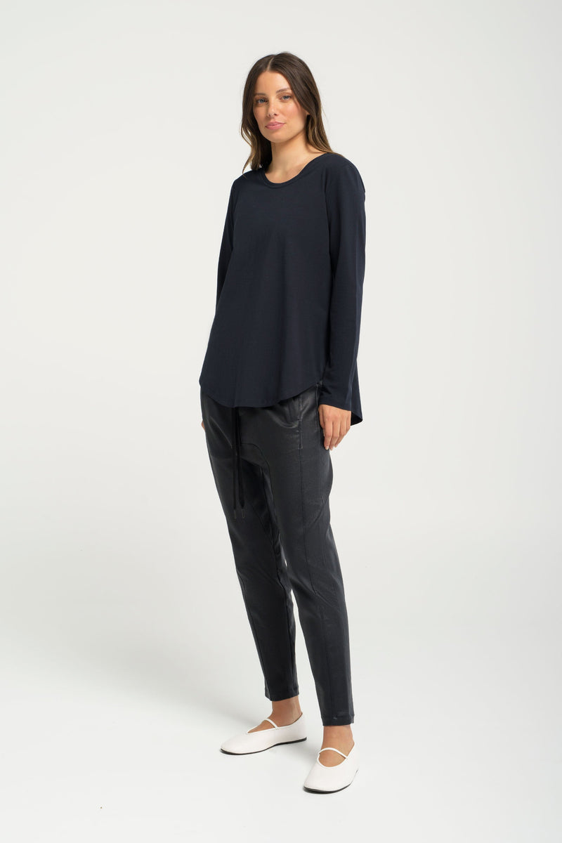 Pima Cotton Long Sleeve Curved Hem Top Gordon Ink