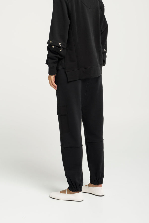 Cotton Terry Cargo Pocket Sweat Pant Tejeda Black