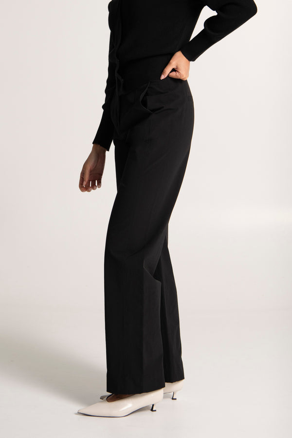 Tech Stretch Twill High Waisted Straight Leg Pant Kiwi Black