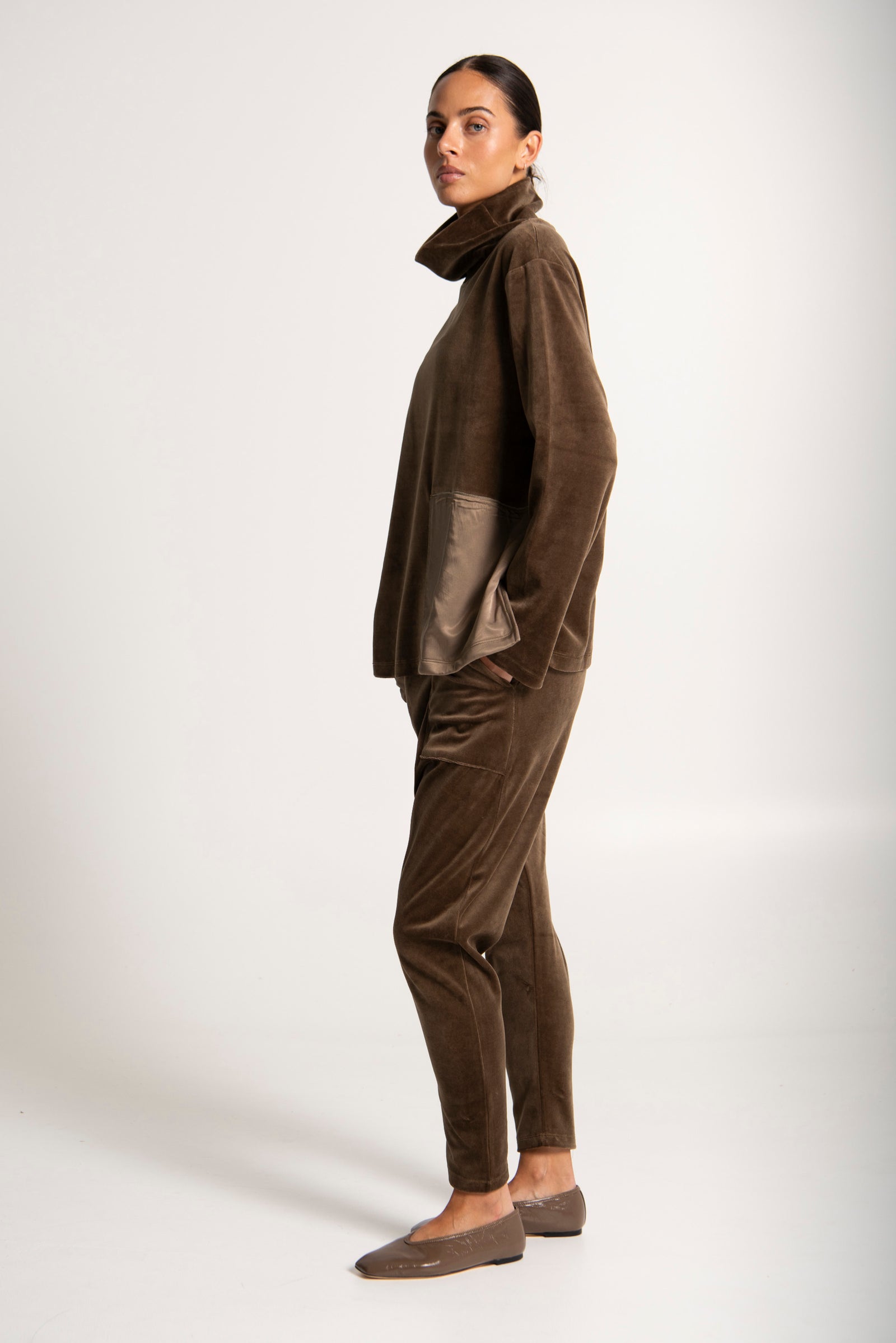 Cotton Velour Drop Crotch Relaxed Fit Pant Cruz Walnut – Lounge