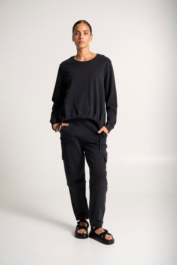 Cotton Drawstring Detail Hem Sweat Top Norway Ink