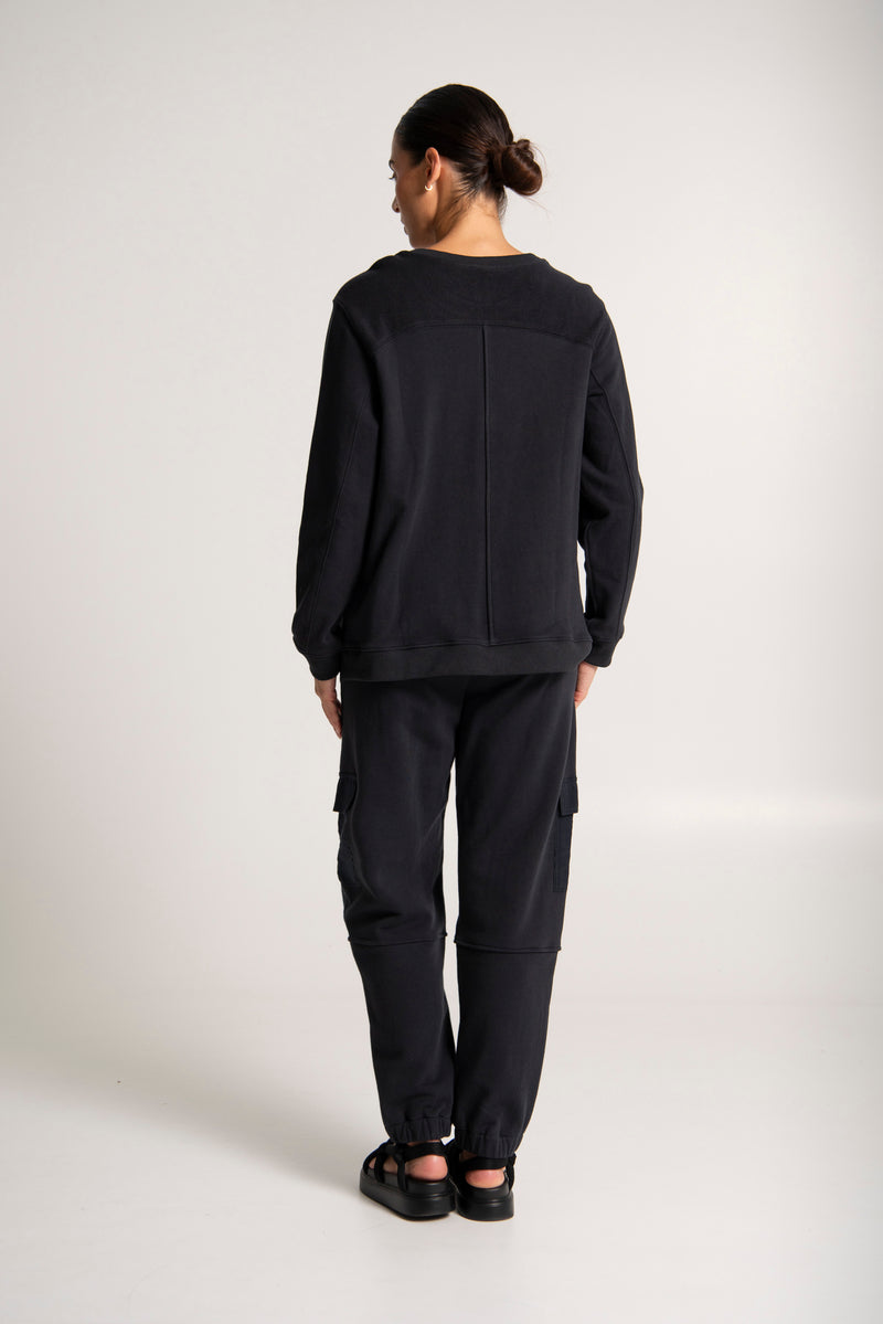Cotton Drawstring Detail Hem Sweat Top Norway Ink