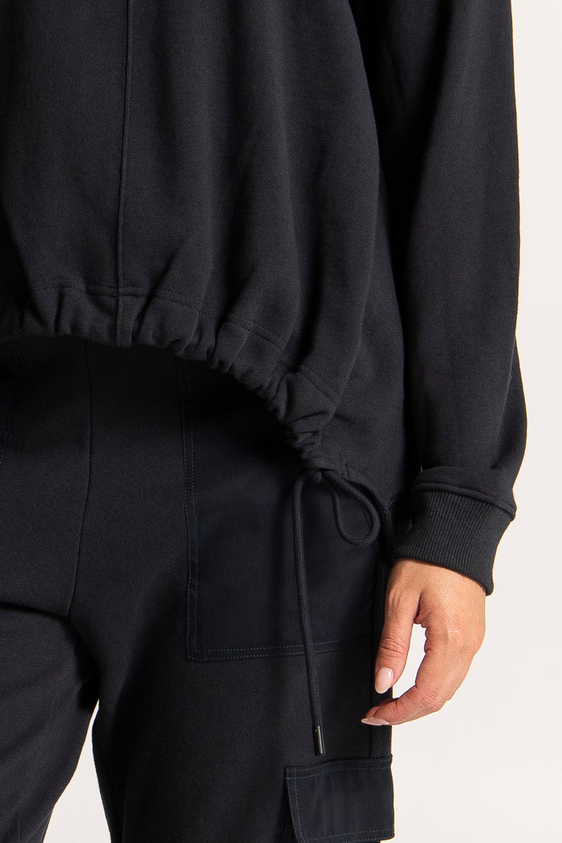 Cotton Drawstring Detail Hem Sweat Top Norway Ink