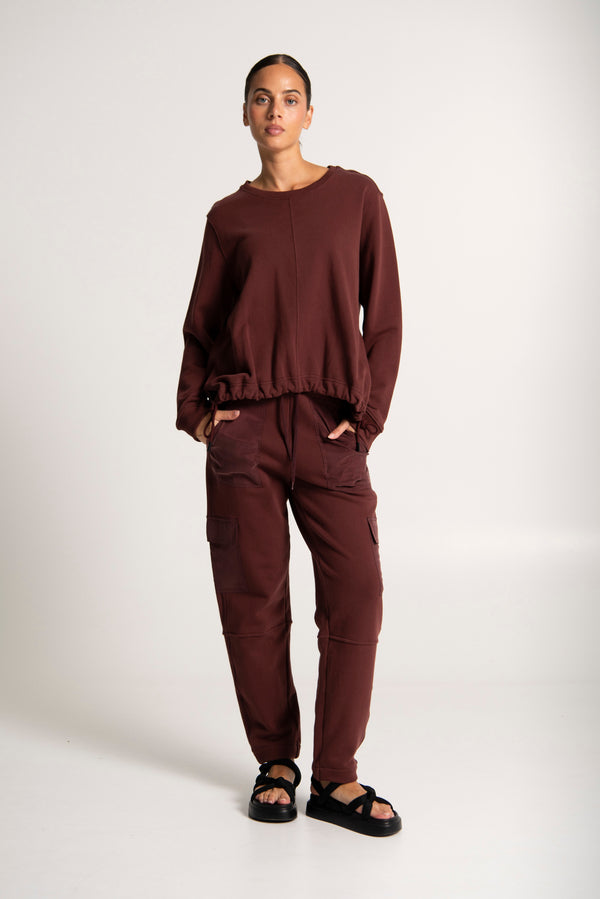 Cotton Terry Cargo Pocket Sweat Pant Tejeda Merlot