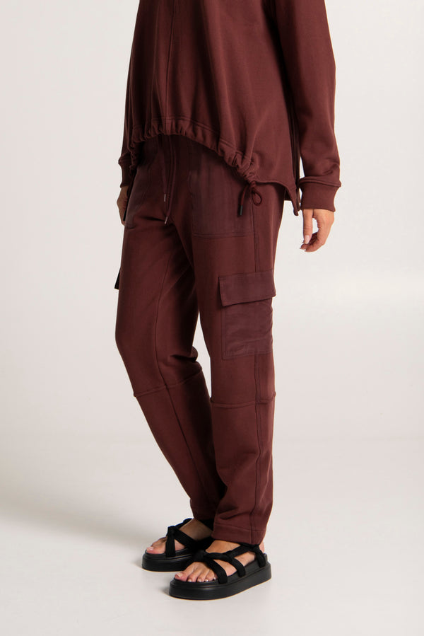 Cotton Terry Cargo Pocket Sweat Pant Tejeda Merlot