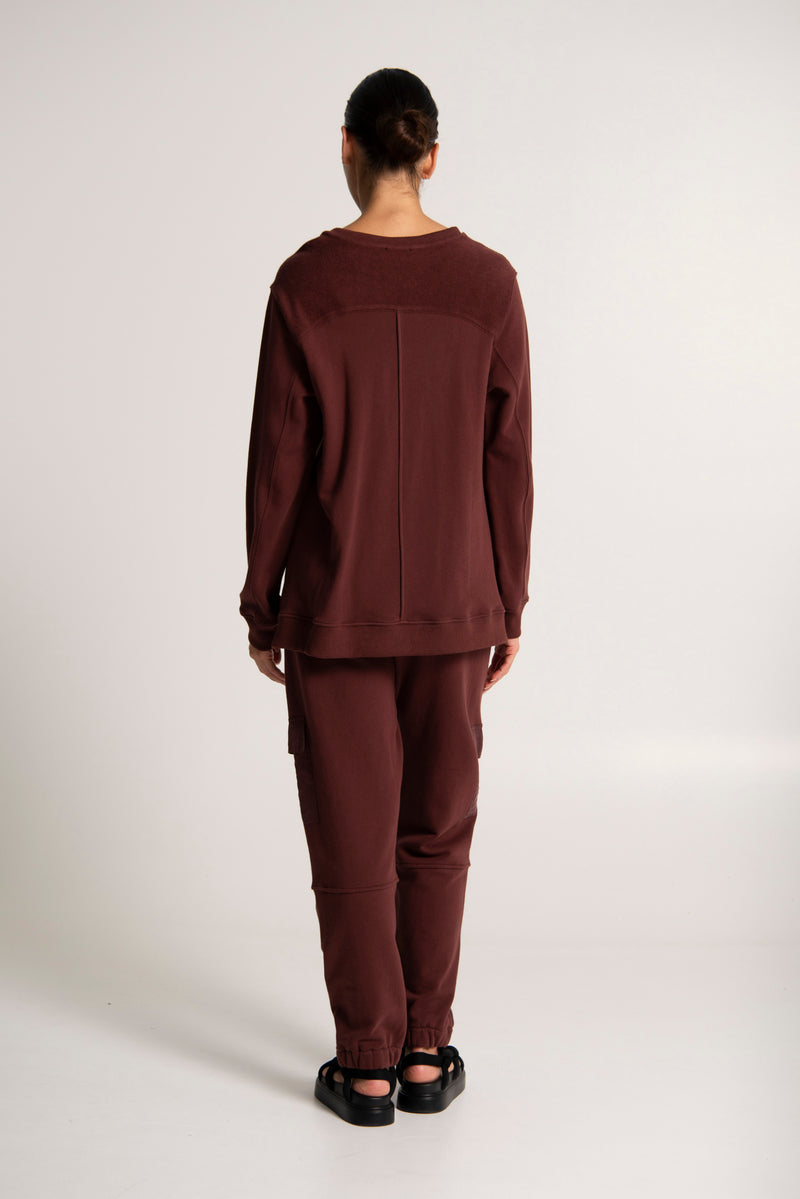 Cotton Terry Cargo Pocket Sweat Pant Tejeda Merlot