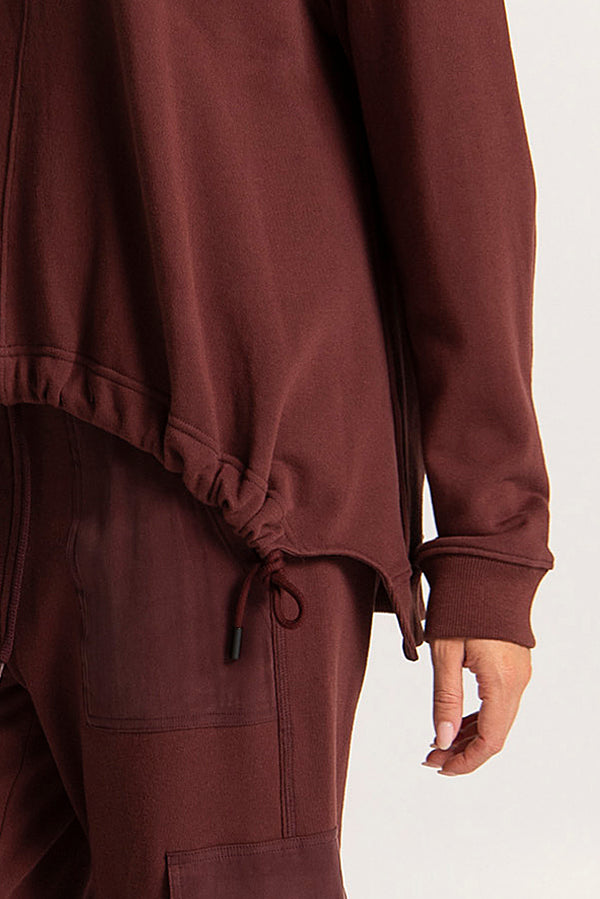 Cotton Drawstring Detail Hem Sweat Top Norway Merlot