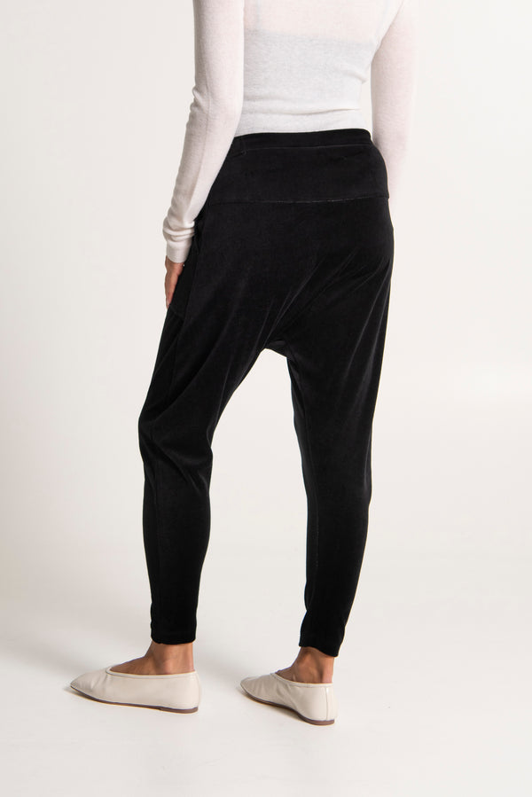 Cotton Velour Drop Crotch Relaxed Fit Pant Cruz Black