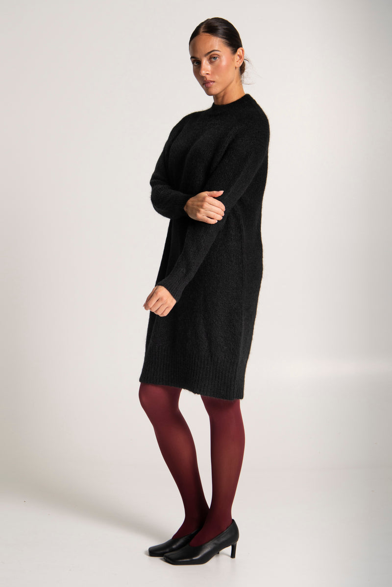 Mohair Wool Long Sleeve Tunic Dress Luxor Black