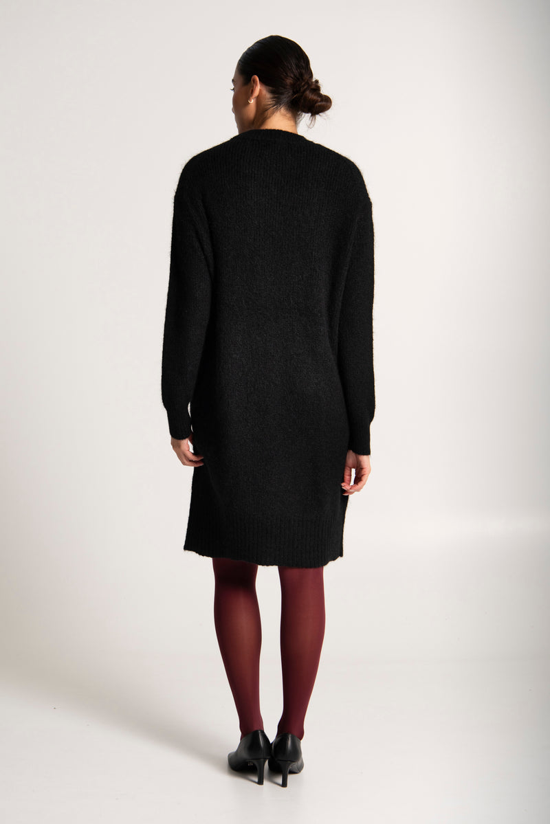 Mohair Wool Long Sleeve Tunic Dress Luxor Black