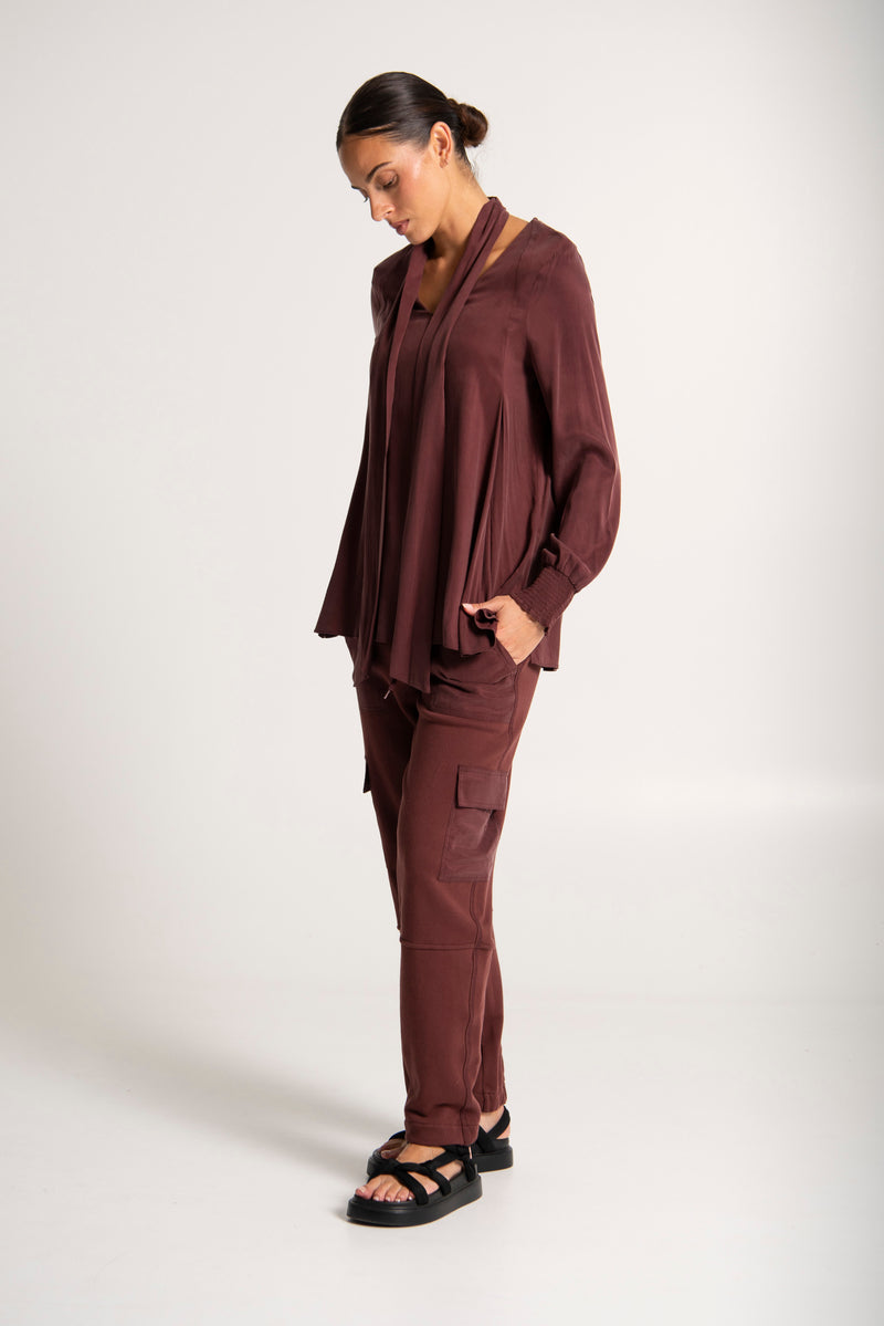 Cotton Terry Cargo Pocket Sweat Pant Tejeda Merlot