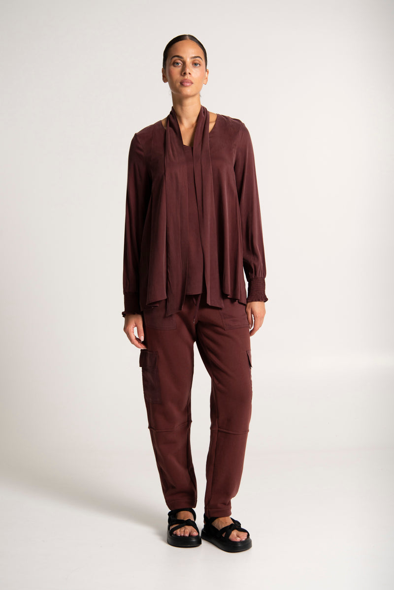 Cotton Terry Cargo Pocket Sweat Pant Tejeda Merlot