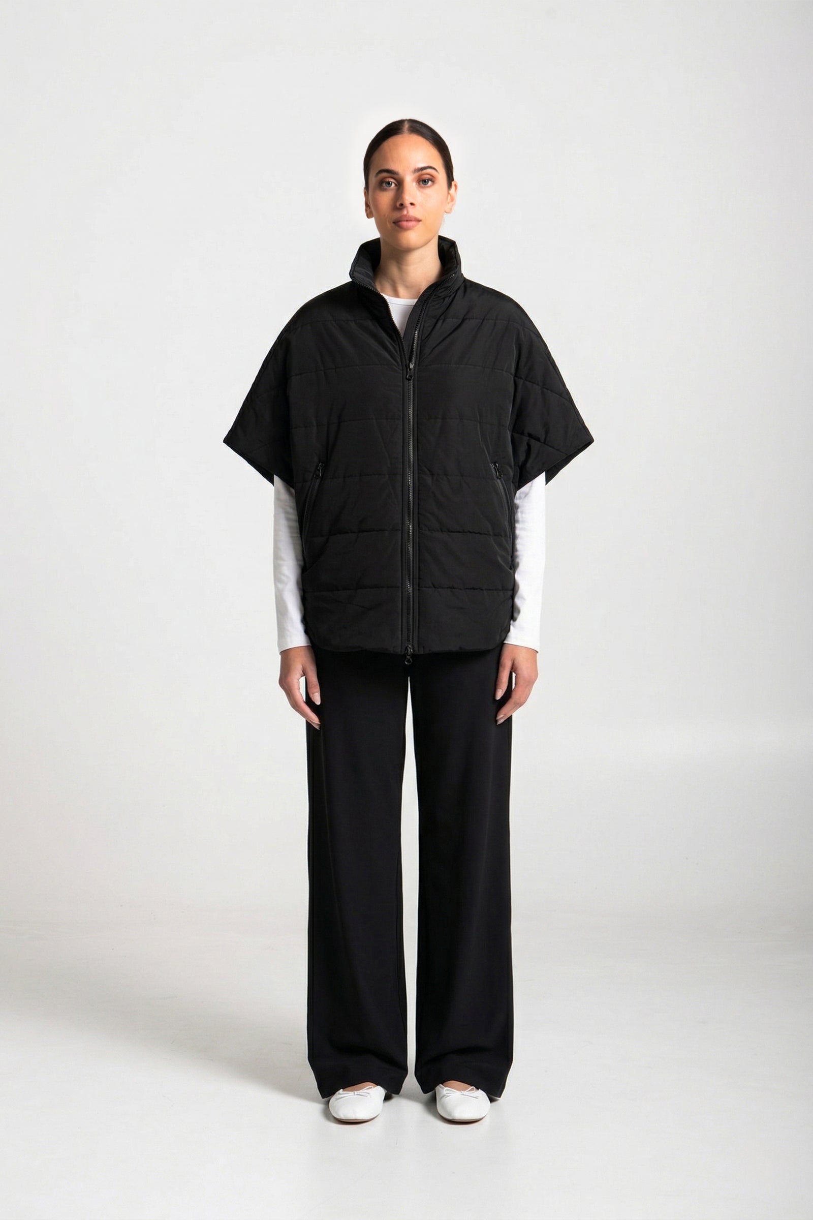 Showerproof Quilted Zip Front Vest Collodi Black – Lounge the Label